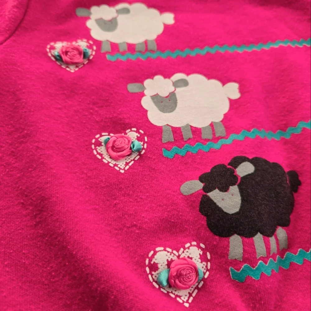 Vintage 1990s Buster Brown Fuschia Pink Sheep Sweatshirt